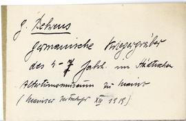 Fiszka z odręcznymi notatkami bibliograficznymi Józefa Żurowskiego  strona 1: "G. Behrens  G...