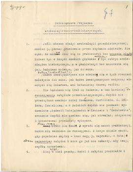 Maszynopis z korektą Erazma Majewskiego. Tytuł pracy: „Dziesięcioro Przykazań archeologiczno-prze...