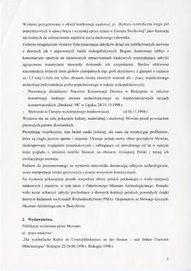 Państwowe Muzeum Archeologiczne w Warszawie. Sprawozdanie z działalności w roku 1998. Maszynopis...