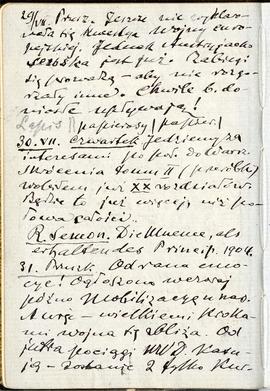 Notatnik nr 74 z odręcznymi notatkami Erazma Majewskiego z okresu od 28.07.1914 r. do 27.08.1914 ...