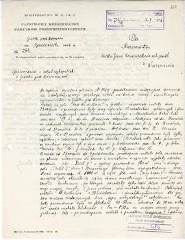 Rękopis. Pismo konserwatora Michała Drewko z dnia 9 października 1926 r. do Kierownictwa Państwow...
