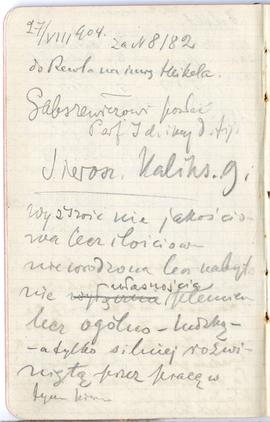 Notatnik nr 62 z odręcznymi notatkami Erazma Majewskiego z okresu od 29.09.1904 r. do 23.02.1905 ...