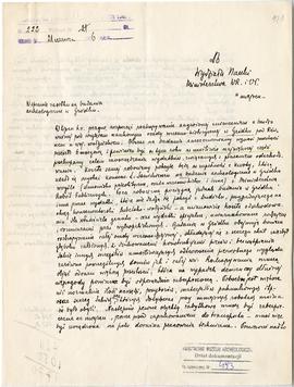 Rękopis. Pismo konserwatora Michała Drewko z dnia 20 czerwca 1926 r. do Wydziału Nauki Ministerst...