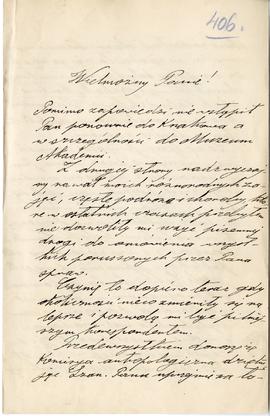 List od Włodzimierza Demetrykiewicza do Erazma Majewskiego (rękopis)  strona 1