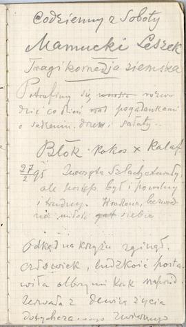 Notes nr  46 z wpisami odręcznymi  Erazma Majewskiego z okresu od 24.02.1895 r.-19.06.1895 r.  st...