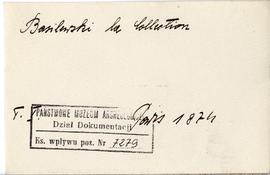 Fiszka z odręcznymi notatkami bibliograficznymi Józefa Żurowskiego  strona 1: "Basilewski la...