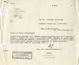 Maszynopis pisma Romana Jakimowicza  Dyrektora Państwowego Muzeum Archeologicznego w Warszawie  d...