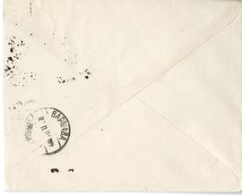 Koperta zaadresowana przez Jana Dołżyckiego do Erazma Majewskiego (stempel)  strona 2 (rewers)