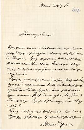 List Bolesława Erzepki do Erazma Majewskiego (rękopis)  strona 1