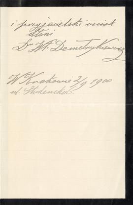 List od Włodzimierza Demetrykiewicza do Erazma Majewskiego (rękopis)  strona 7
