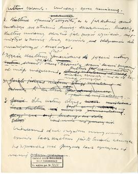 Fragment rękopisu Józefa Żurowskiego pt. "Kultura człowieka w młodszej epoce kamiennej"...