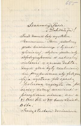 List od Feliksa Grodzkiego do Erazma Majewskiego (rękopis)  strona 1