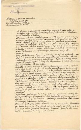 Rękopis. Pismo konserwatora Michała Drewko z grudnia 1921 r. do Prezydium Państwowego Grona Konse...