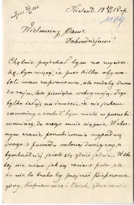 List od Zdzisława Lenartowicza do Erazma Majewskiego z dnia 20.06.1918 r. (rękopis)  strona 1