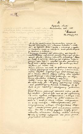 Rękopis. Pismo konserwatora Michała Drewko z dnia 22 grudnia 1922 r. do Wydziału Nauki Ministerst...