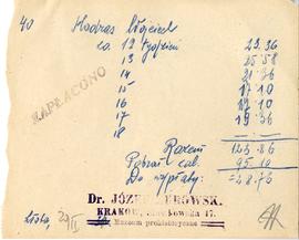 Rachunek z dnia 29.02.1931 r. za pracę Wojciecha Hodrasa na wykopaliskach w Złotej  strona 1