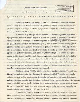 Maszynopis oceny przez Józefa Żurowskiego pracy magisterskiej Jana Bartysa pt. "Siekiery krz...