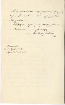 List (rękopis) od Władysława Kuczyńskiego do Erazma Majewskiego  strona 2