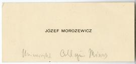 Bilet wizytowy Józefa Morozewicza (druk  rękopis)  strona 1