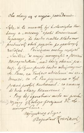 List (rękopis) od Bogusława Kraszewskiego do Erazma Majewskiego  strona 3