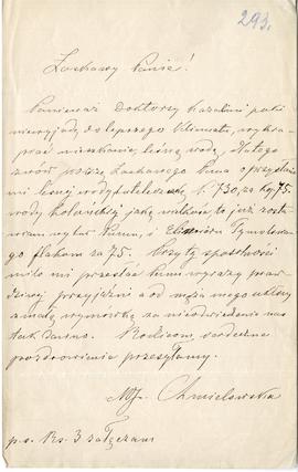 List od Marii Chmielowskiej do Erazma Majewskiego (rękopis)  strona 1