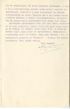 List od Marjana Massoniusa do Erazma Majewskiego (maszynopis  rękopis)  strona 3