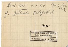 Fiszka z odręcznymi notatkami bibliograficznymi Józefa Żurowskiego  strona 1