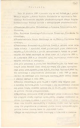 Maszynopis  odpis protokołu z dnia 19 grudnia 1927 r. z zebrania komisji w m. Gródek  pow. Równe ...