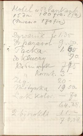 Notatnik nr 59 z odręcznymi notatkami Erazma Majewskiego: "Hotel w Blankenb. 15 dni […]"