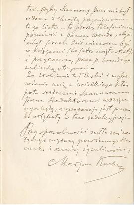 List (rękopis) od Mariana Kucz do Erazma Majewskiego  strona 3