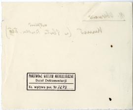 Fiszka z odręcznymi notatkami bibliograficznymi Józefa Żurowskiego  strona 2: pieczątka Działu Do...