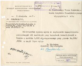 Maszynopis. Pismo Ministerstwa Wyznań Religijnych i Oświecenia Publicznego nr IVN/8626/27 z dnia ...