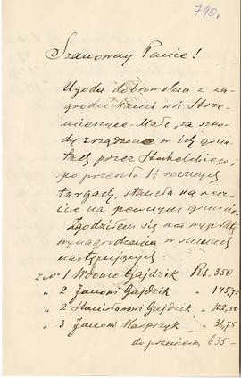 List od Bronisława Jasińskiego do Erazma Majewskiego (rękopis)  strona 1