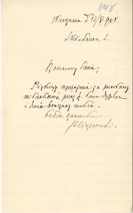 List od Stanisława Ciszewskiego do Erazma Majewskiego (rękopis)  strona 1