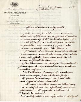 List w języku francuskim z dnia 09.06.1894 r. na papierze znakowanym "Maison foundée en 1820...