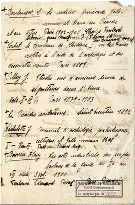 Odręczne notatki Józefa Żurowskiego z wykazem francuskiej literatury  strona 2