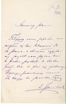 List od Leopolda Janikowskiego do Erazma Majewskiego (rękopis)  strona 1
