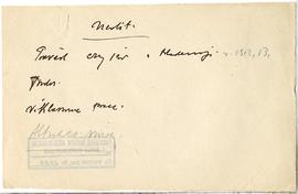 Fiszka z odręcznymi notatkami bibliograficznymi Józefa Żurowskiego  strona 1: "Neolit […]"