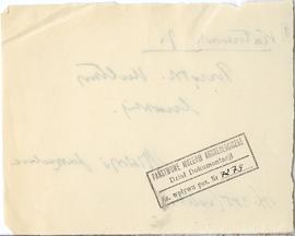 Fiszka z odręcznymi notatkami bibliograficznymi Józefa Żurowskiego  strona 2: pieczątka Działu Do...