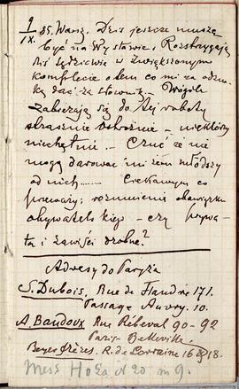 Notes nr 23 z wpisami odręcznymi  Erazma Majewskiego z okresu od 09.09.1885-05.10.1885 r.  strona.
