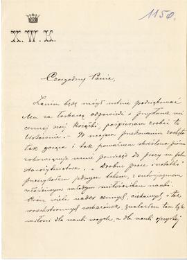 List (rękopis) od Ks. Władysława Kubickiego do Erazma Majewskiego  strona 1