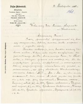 List od Stefana Makowieckiego do Erazma Majewskiego (druk  rękopis)  strona 1