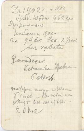 Notatnik nr 61 z odręcznymi notatkami Erazma Majewskiego z okresu od 29.02.1904 r. do 29.09.1904 ...