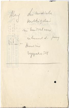 Fiszka z odręcznymi notatkami bibliograficznymi Józefa Żurowskiego  strona 1: "Aberg Das nor...