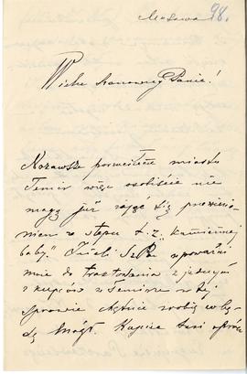 List od Stanisława Błażejewicza do Erazma Majewskiego (rękopis)  strona 1