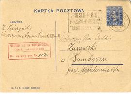 Kartka pocztowa z rękopisem listu Zygmunta Prószyńskiego do Józefa Żurowskiego z 1928 r. (niedato...