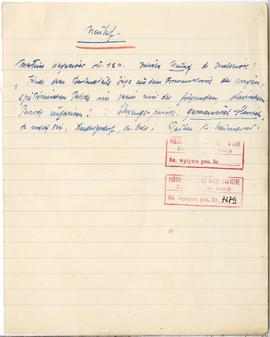 Brulion Józefa Żurowskiego zawierający zbiór luźnych kartek z notatkami w języku polskim i niemie...