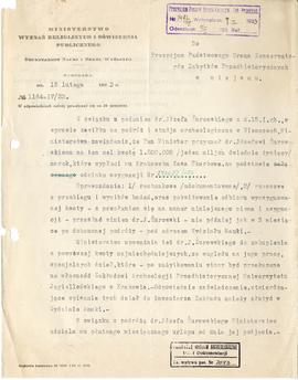 Maszynopis pisma M.W.R. i O.P. do Prezydium Państwowego Grona Konserwatorów Zabytków Przedhistory...