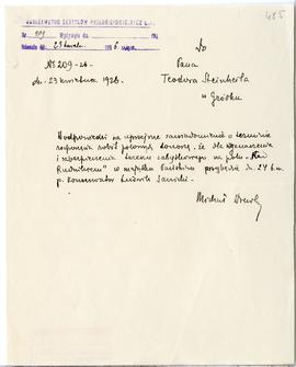 Rękopis. Pismo konserwatora Michała Drewko z dnia 23 kwietnia 1926 r. do Teodora Steinheila w Gró...