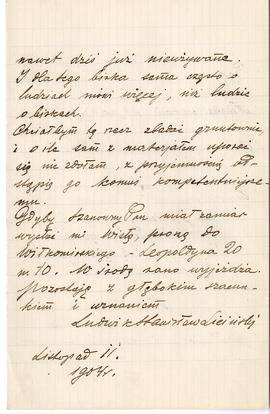 List od Ludwika Licińskiego do Erazma Majewskiego z dnia 11.11.1904 r. (rękopis)  strona 5